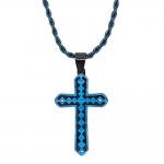 Stainless Steel Blue Chain With Cross Pendant